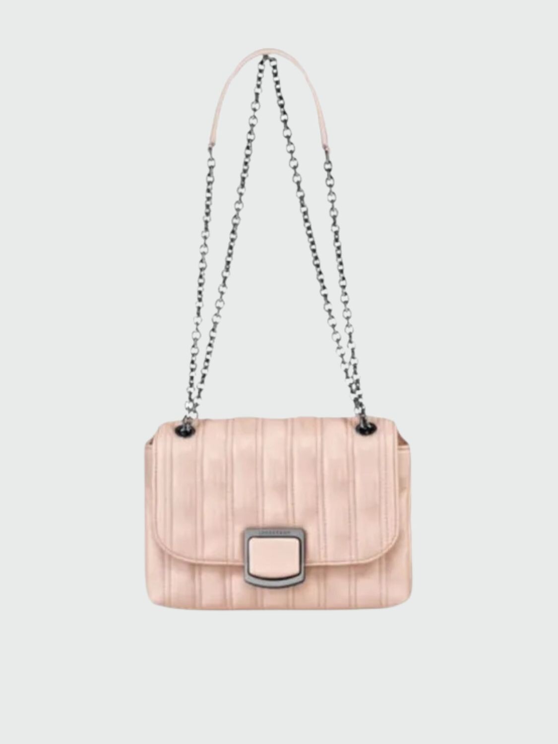 Longchamp -Cartera de cuero con solapa, Brioche Rosado