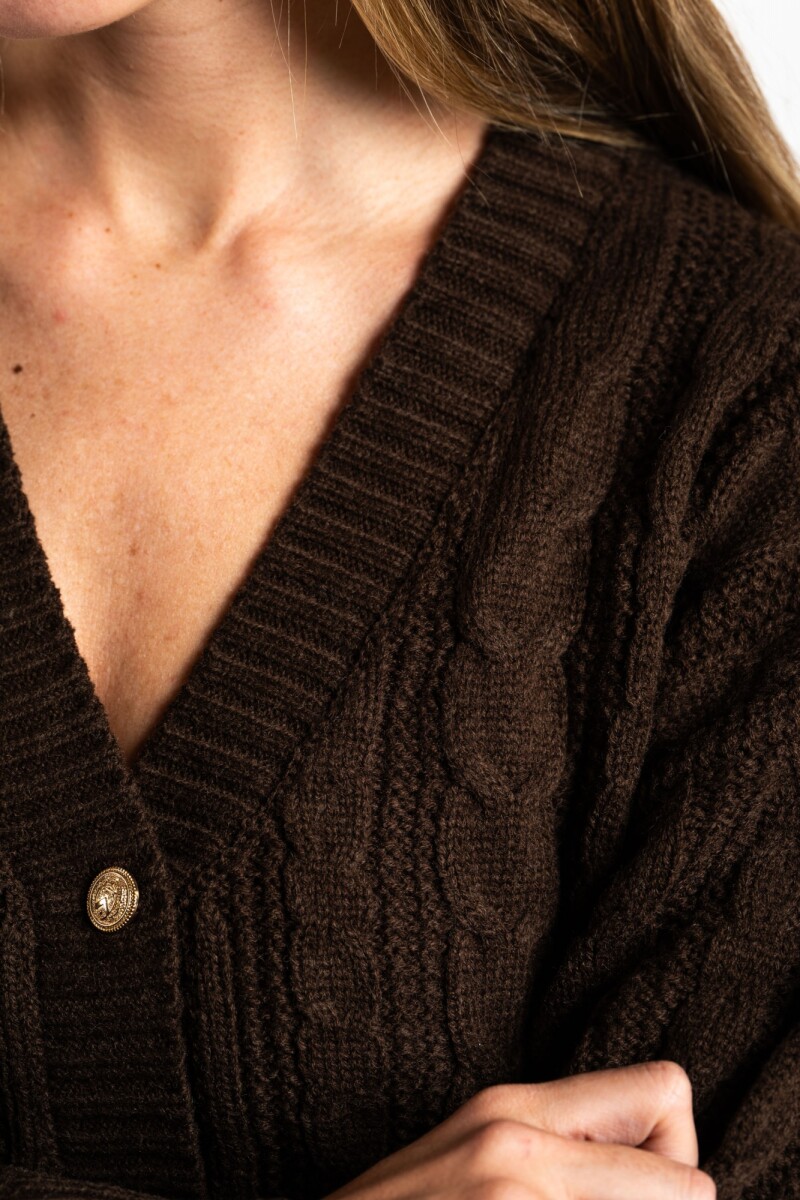 Cardigan Texturado Lana Chocolate