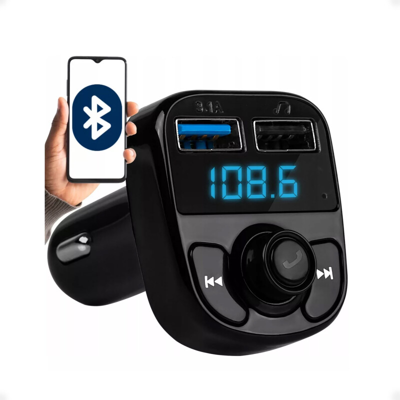 Transmisor FM Bluetooth Para Auto con 2 Puertos USB y Lector de Memoria microSd Transmisor FM Bluetooth Para Auto con 2 Puertos USB y Lector de Memoria microSd