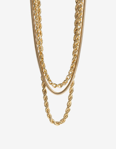 Collares Largos Metal Collar Largo Mix Cadenas - Dorado