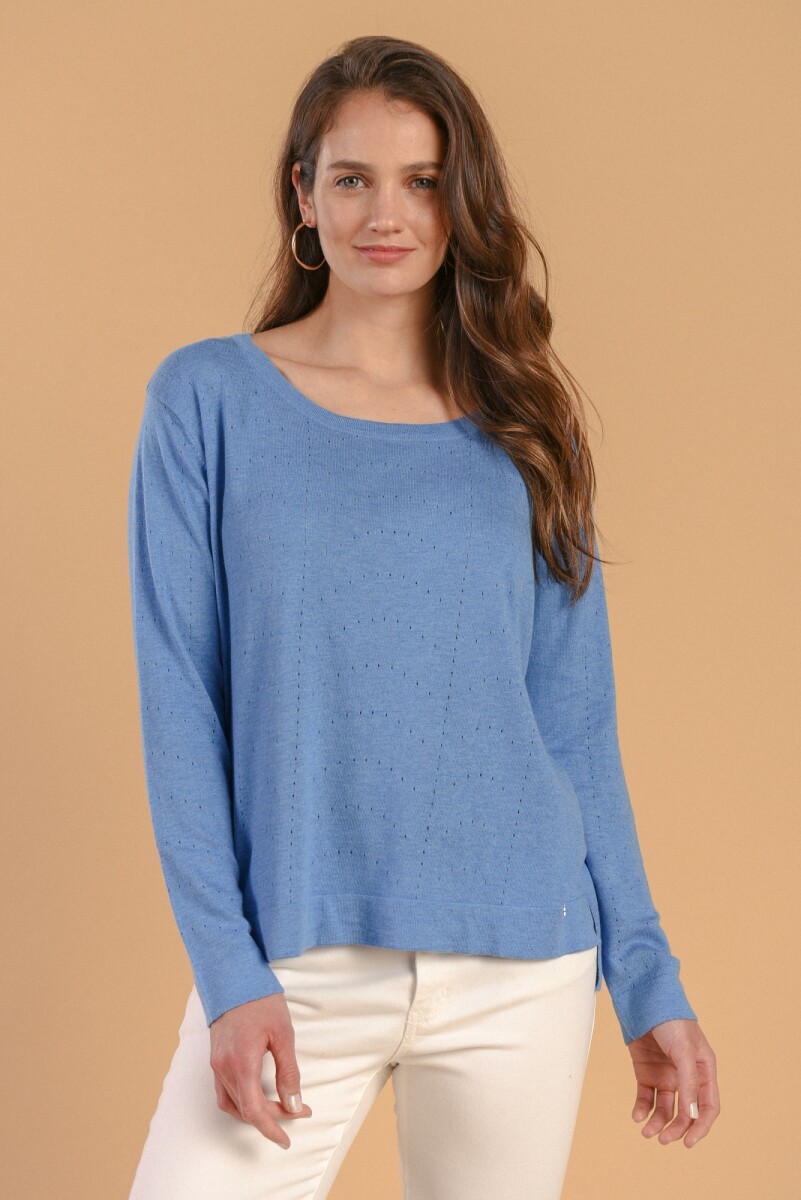 Sweater Calado - Azul Melange 