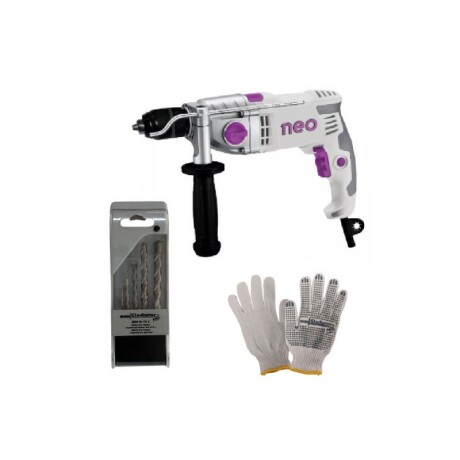 COMBO TALADRO NEO PERCUTOR 1100W 13MM+ KIT MECHAS+ GUANTES COMBO TALADRO NEO PERCUTOR 1100W 13MM+ KIT MECHAS+ GUANTES
