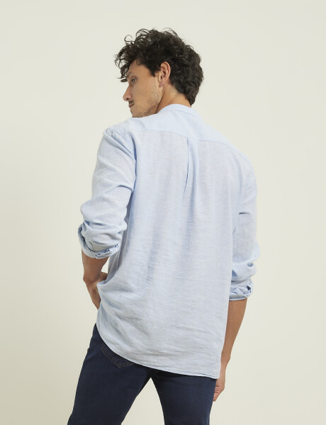 Camisa Harrington Label De Lino Celeste