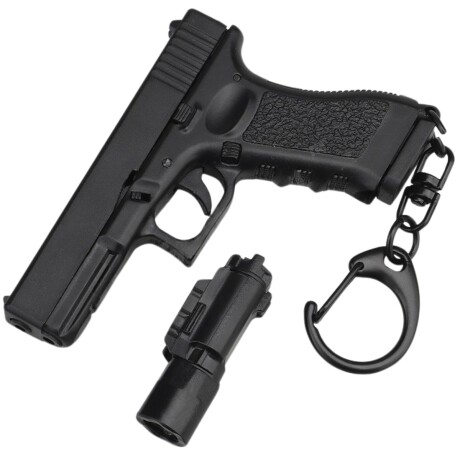 Llavero réplica miniatura Glock 17 con linterna Negro