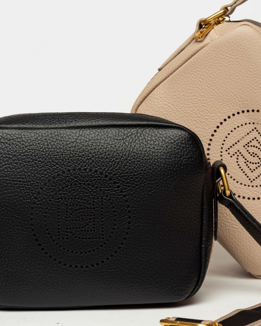 Bandolera Key en efecto cuero graneado Negro