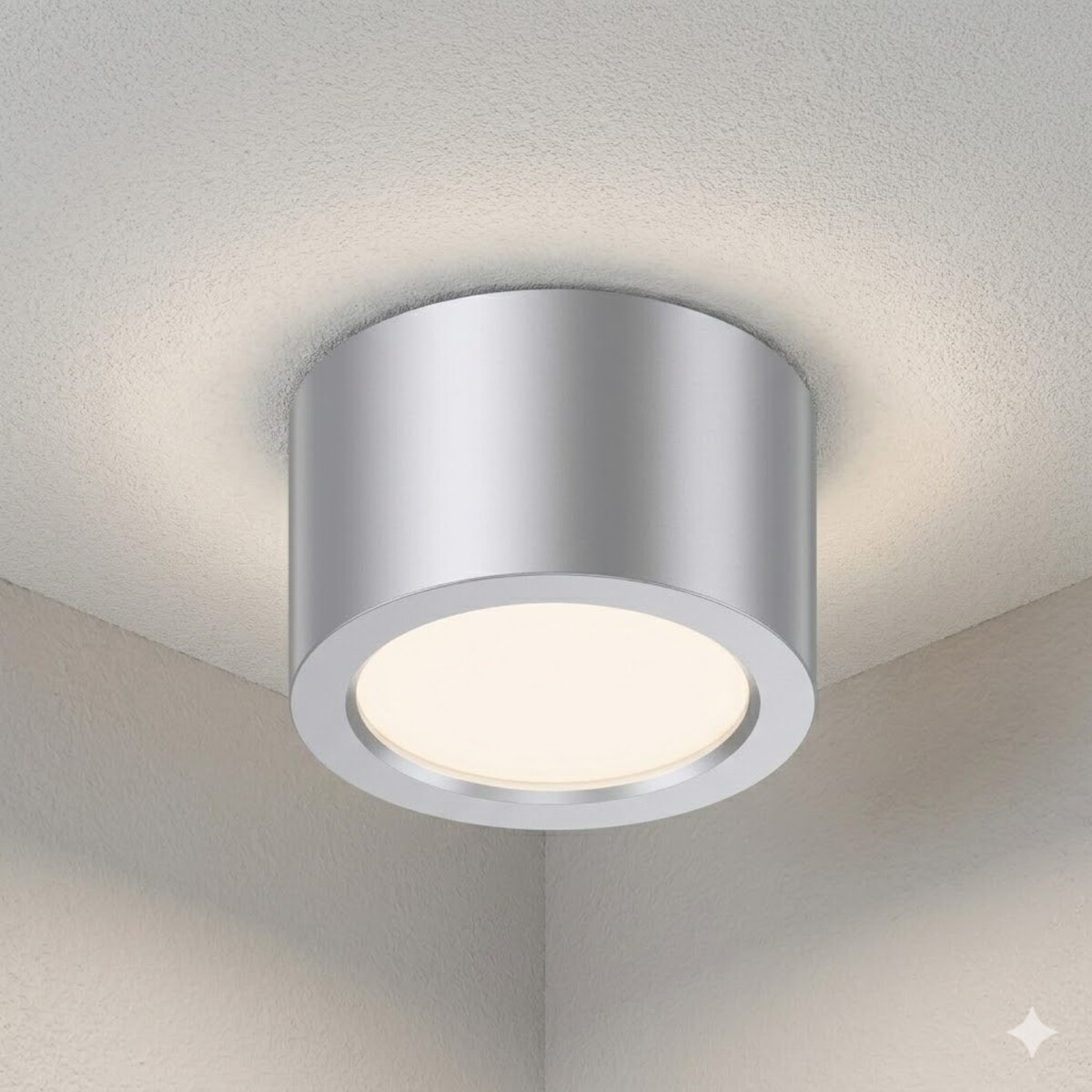 Aplique spot led cilindro de techo DIMERIZABLE - PLATA 