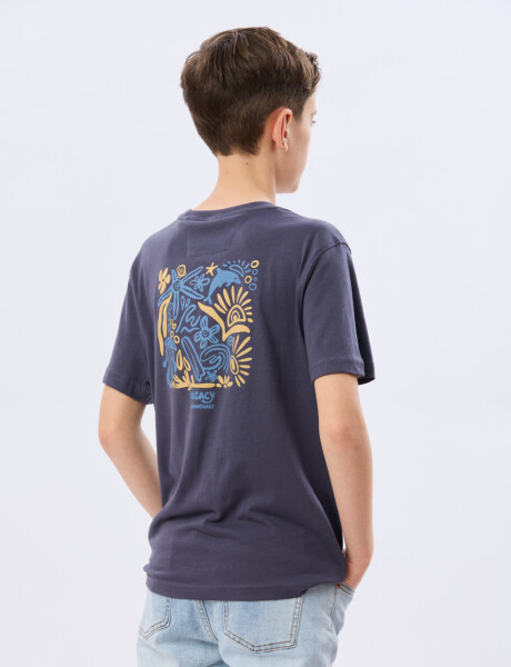 REMERA ESTAMPADA DE ALGODÓN Azul