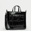Shopper The Circle En Cuero Graneado Big Croco Negro