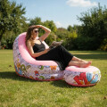Sillón Inflable Con Puff Sofá Con Apoyapies Rosa