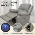 Sofá Sillón Poltrona Reclinable Masajeador Electrico Cuerina Color Gris Cuerina