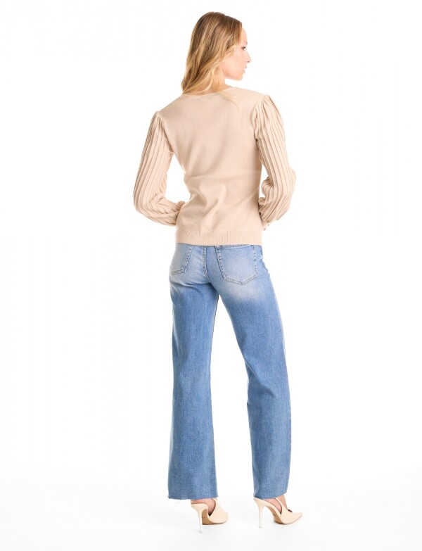 Buzo Manga Plisada BEIGE