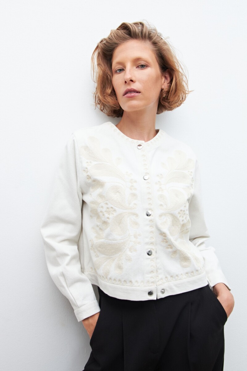 Chaqueta bordada blanco