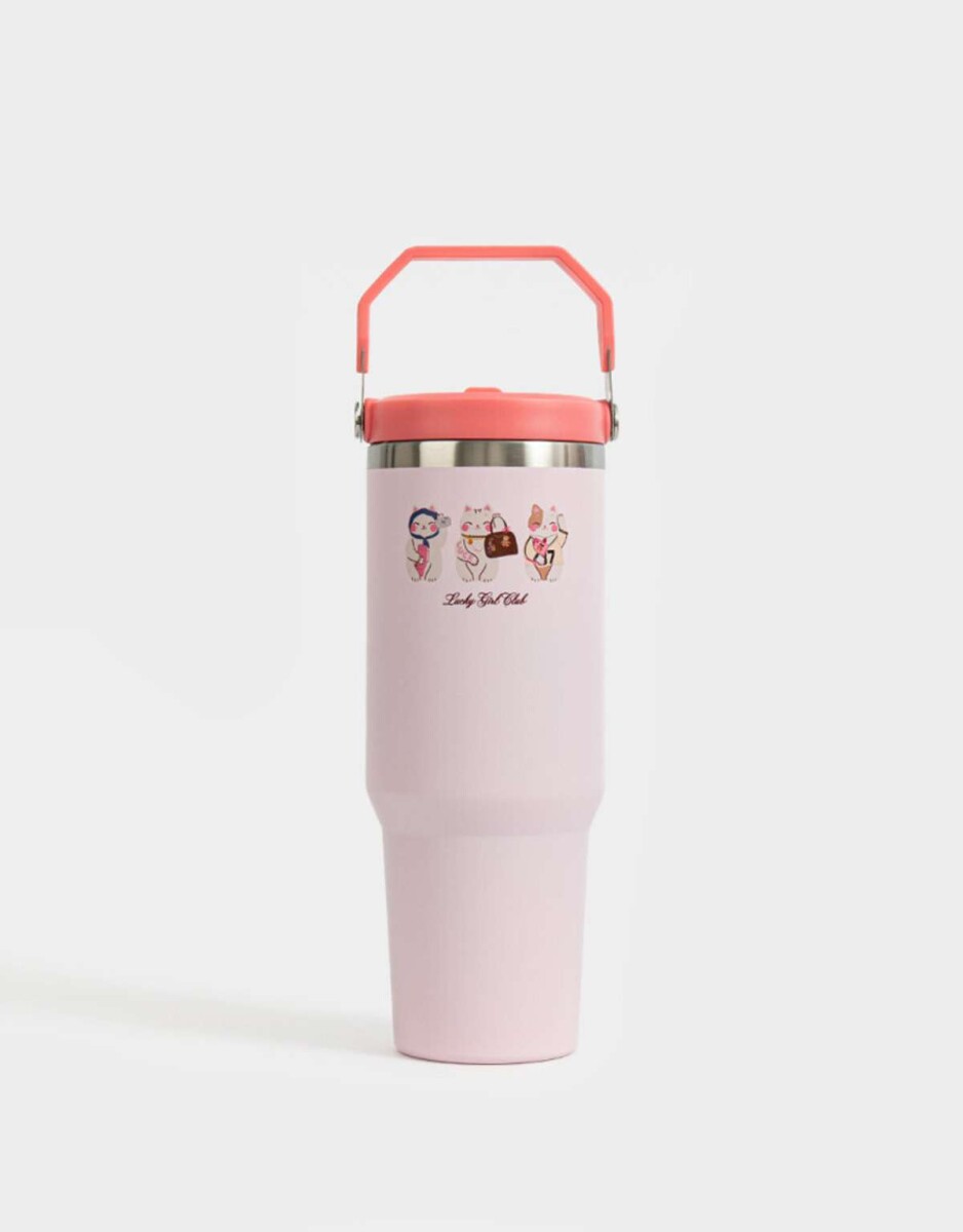 Vaso Térmico Estampado - Rosa Claro 