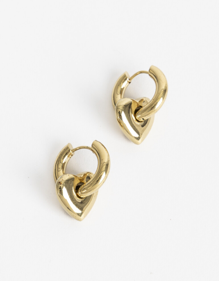 Aros Argollas Metal Argollas De Acero Corazón - Dorado