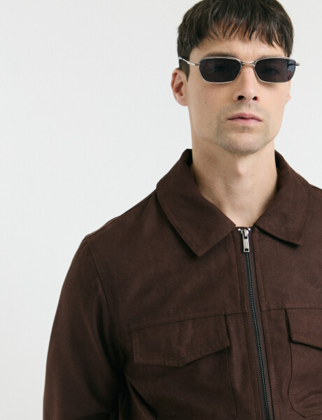 300711 CAMPERA HARRINGTON LABEL Marron Oscuro