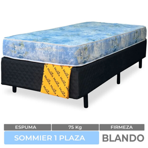 Sommier de Base Box Común con Colchón Standard 1 Plaza 80 x 188 x 57 cm Sommier de Base Box Común con Colchón Standard 1 Plaza 80 x 188 x 57 cm