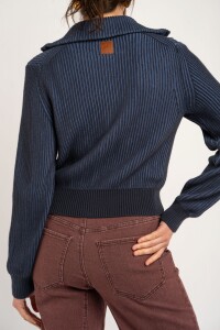Campera Tejida Algodón Azul