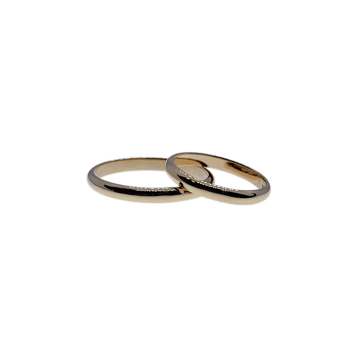 Par de alianzas clásicas de oro rosa 18k de 2.5mm y doble altura bombé 