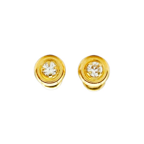 Abridores Zirconia blanca-Oro 18k-Piedra Zirconia-AB9505 conpiedra