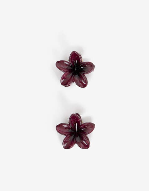 Broches Sets Flores Set De Broches Flor Hawaiana - Rojo Burdeaux