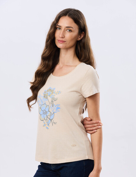 REMERA ESTAMPADA DE ALGODÓN Beige