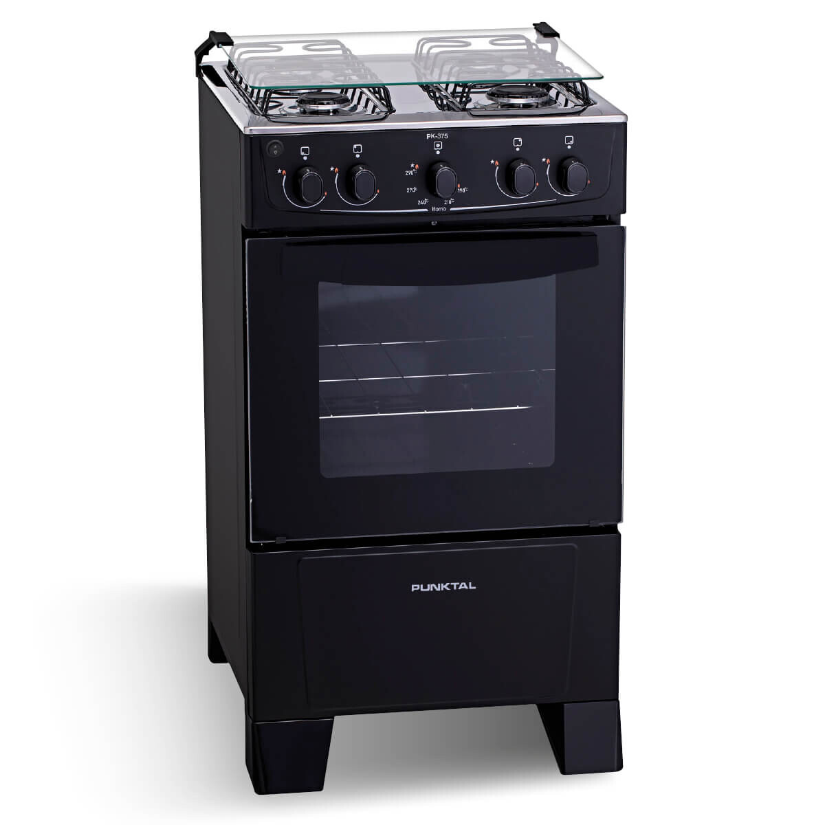 Punktal cocina super gas 4 hornallas montecarlo negro - PK375C 