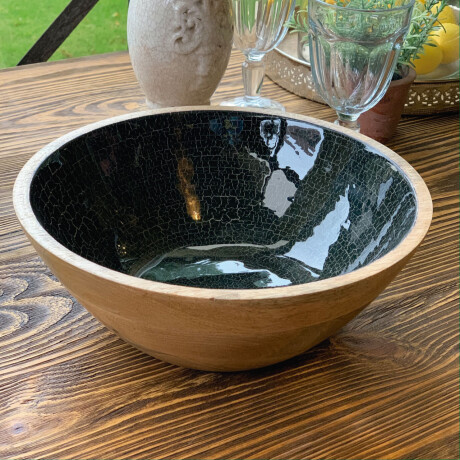 Bowl de madera con diseño esmaltado Bowl de madera con diseño esmaltado