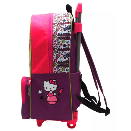 Mochila Infantil Hello Kitty C/carro 40cm Rueditas Marron