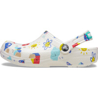 Crocs Classic Toddler Doodle Print Clog Blanco