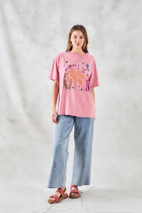 Remerón Algodón Lavado Rosa Lavado