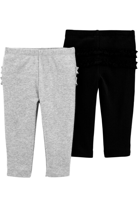 Pack dos pantalones de algodón con volados Sin color