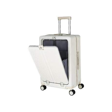 Valija Carry On Rígida Con Bolsillo Exterior Blanco