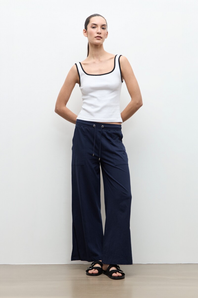 Pantalon pretina elastizada azul marino
