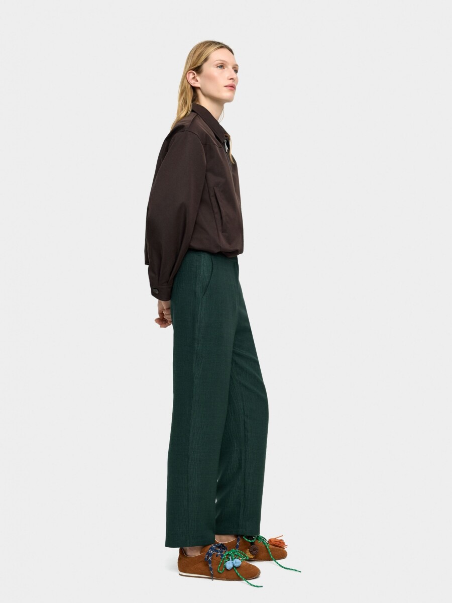 Pantalones Con Efecto Arrugado verde