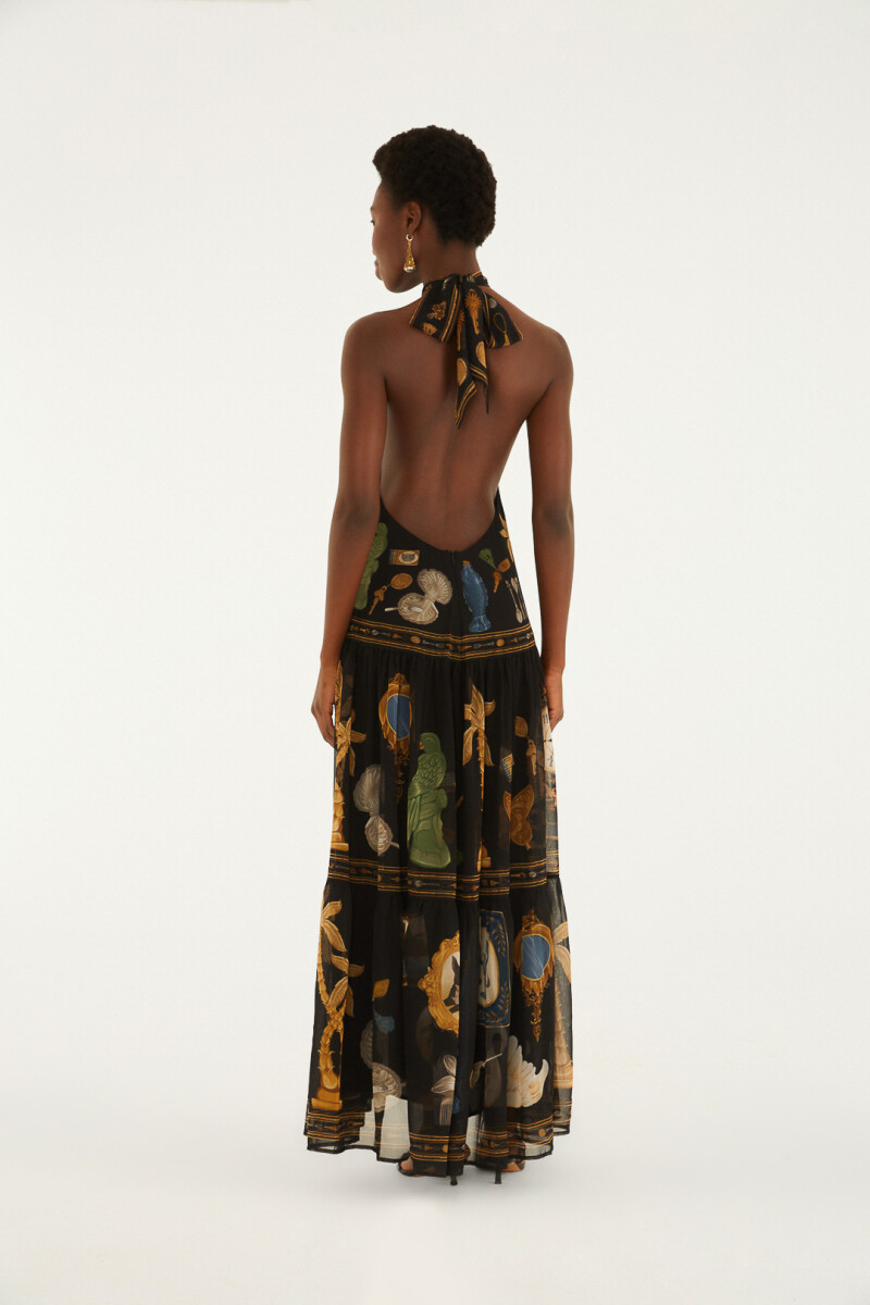 VESTIDO LARGO HALTER Negro