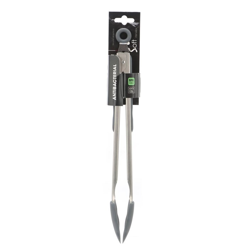 PINZA SILICONA 30CM MANGO ACERO INOX GRIS PINZA SILICONA 30CM MANGO ACERO INOX GRIS