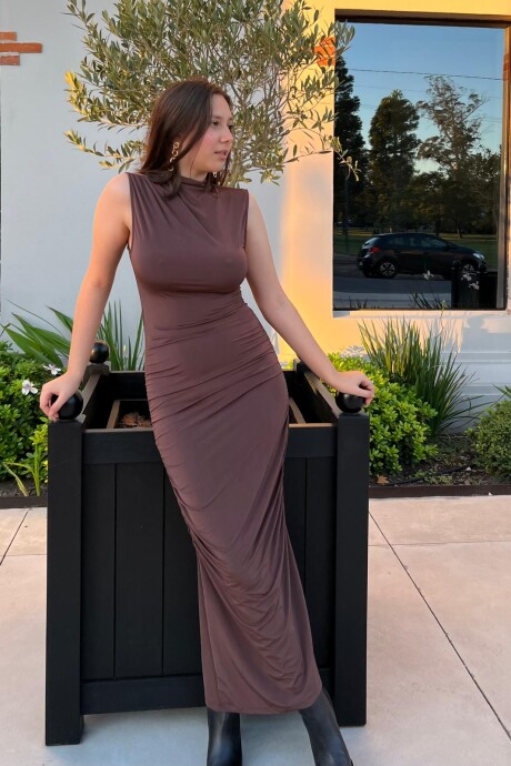 Vestido Drapeado Francis Marrón