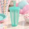 Vaso con Tapa y Sorbito 250ml Verde