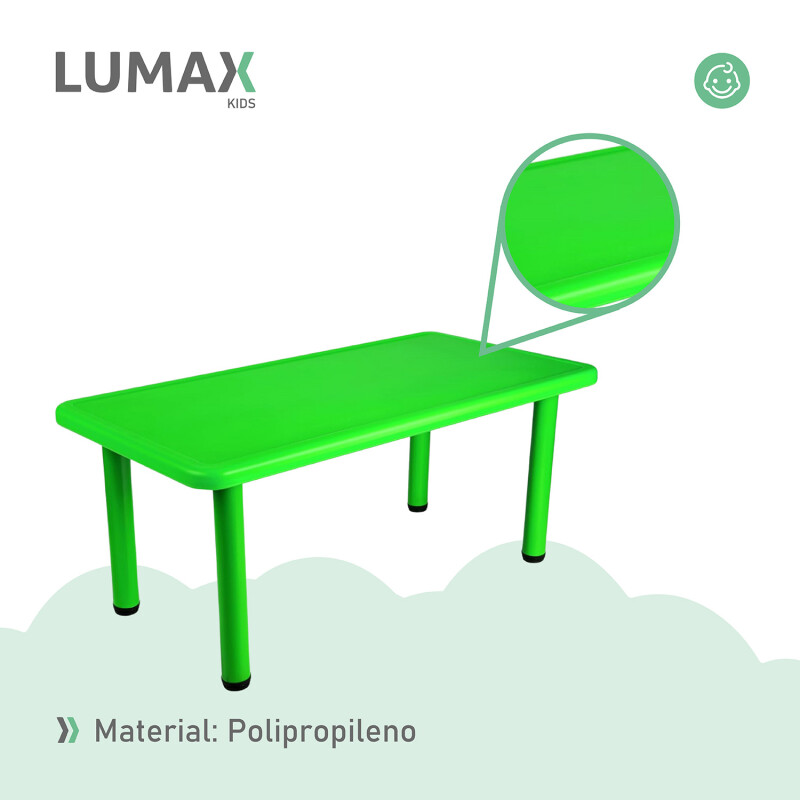 Mesa de plástico niños rectangular 120x60cm Verde