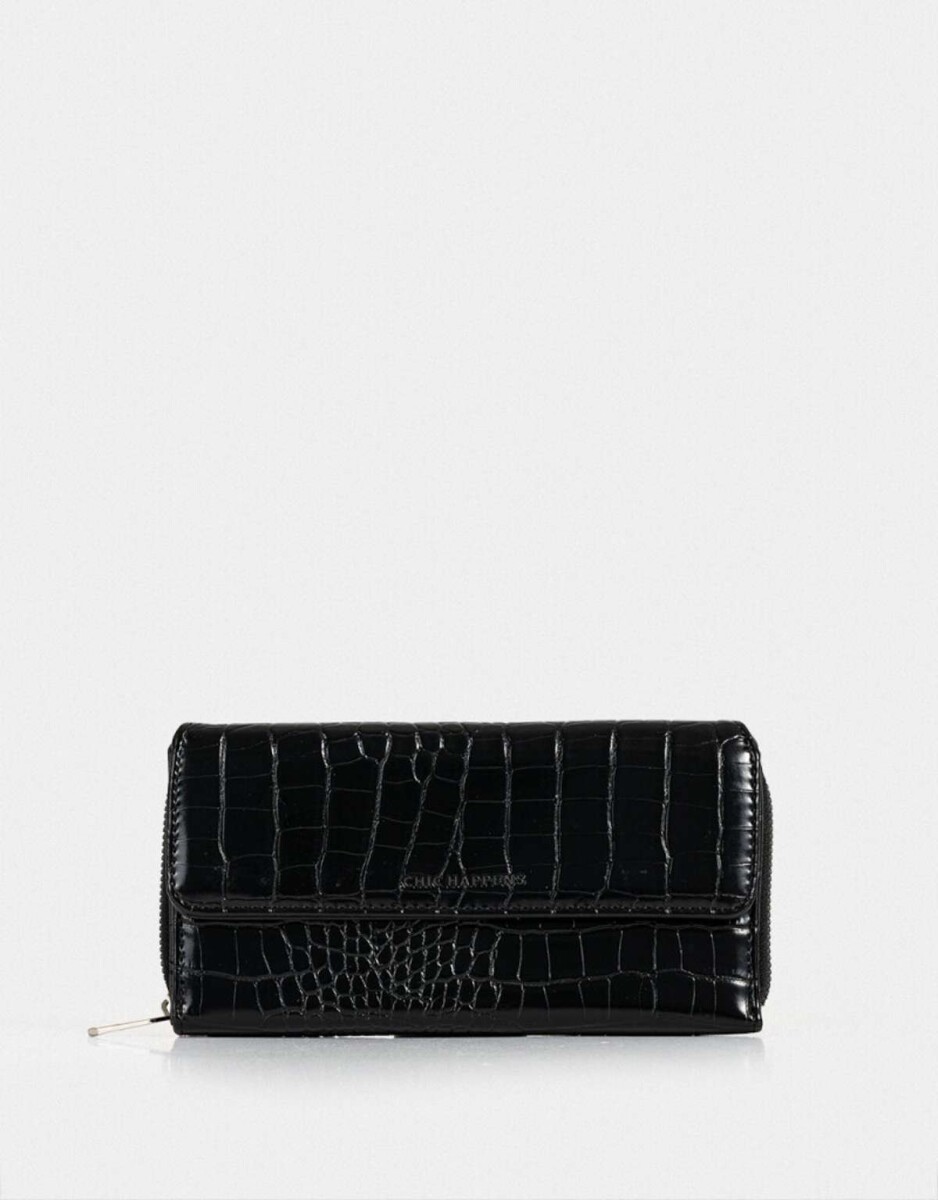 Billetera Cuerina Croco - Negro 