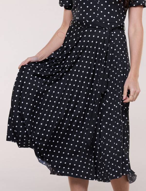 Vestido Lunares Lazo NEGRO/BLANCO