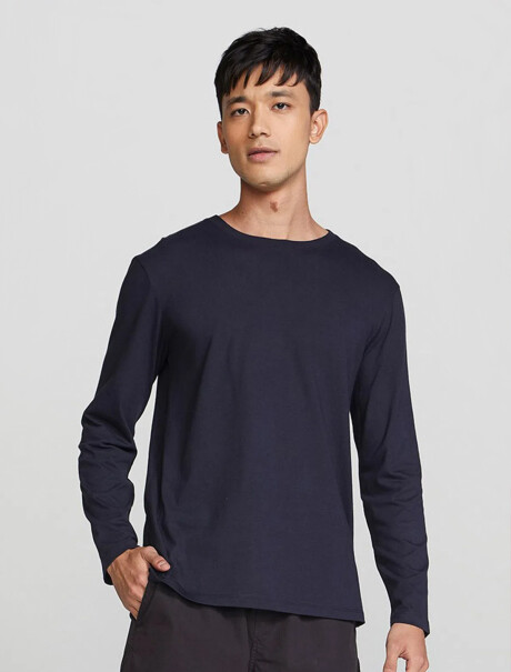 CAMISETA BÁSICA MANGA LARGA AZUL OSCURO