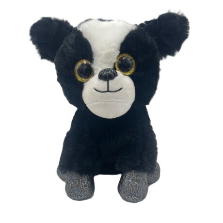 Peluche Perro 20 cm Color Negro y Blanco 001
