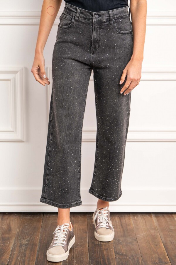 Jean Recto Apliques Negro