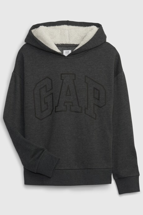 Canguro C/Corderito En Capucha Logo Gap Niño New Charcoal Grey