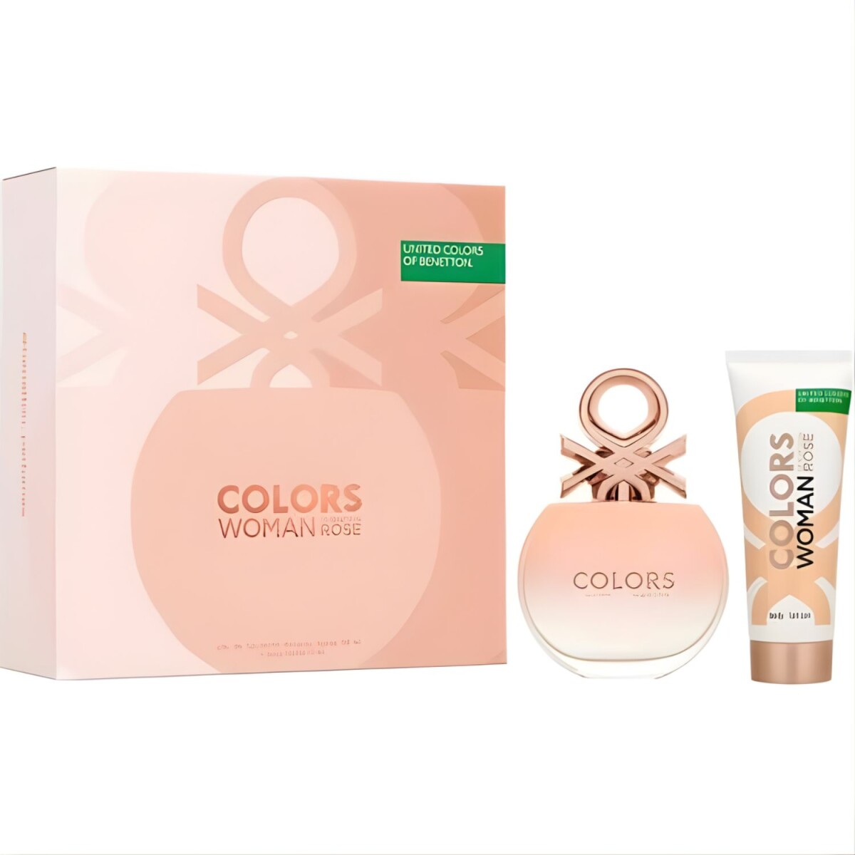 Set Perfume Benetton Colors Rose EDT 80ml + Body Lotion Para Mujer Aroma Floral 