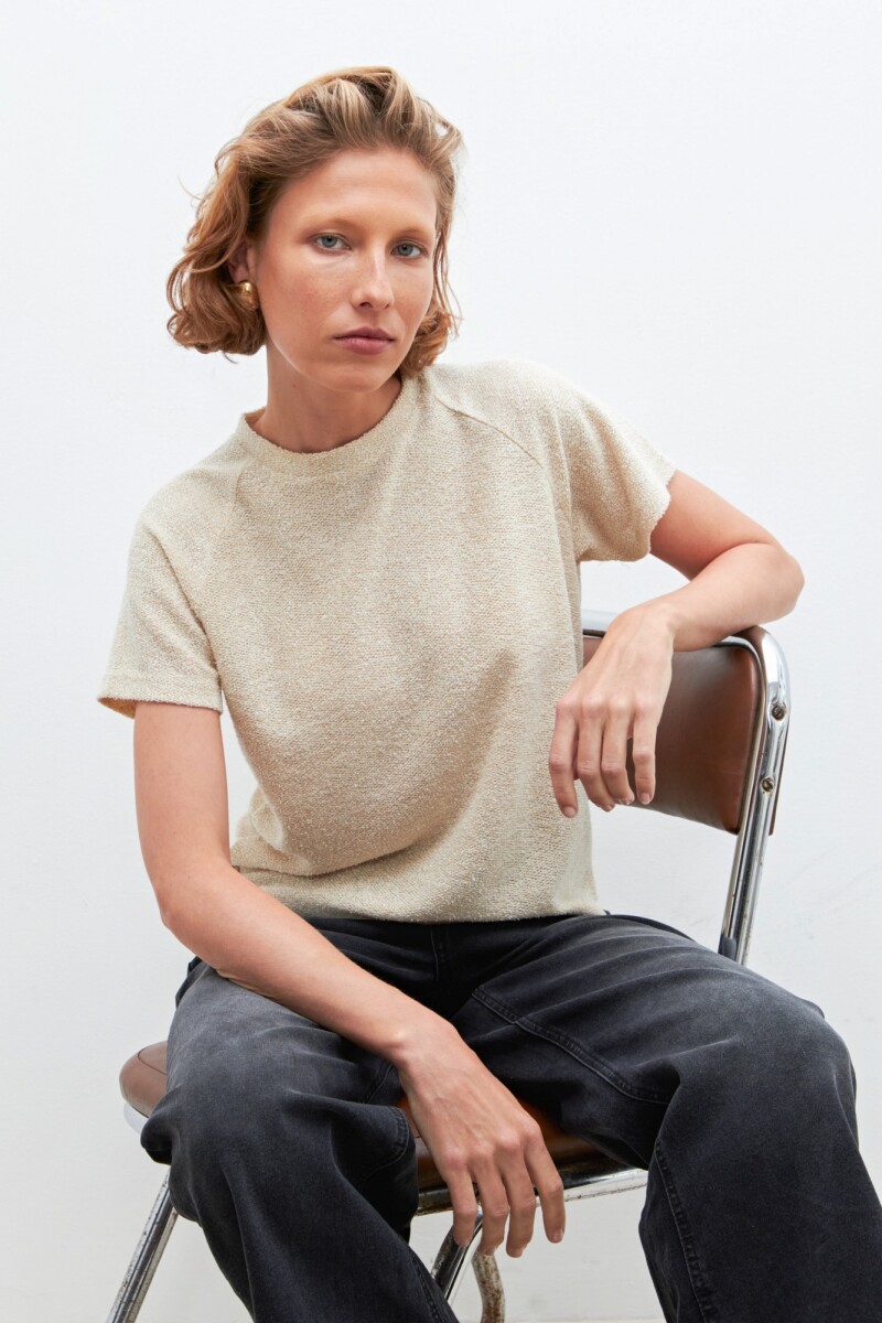 Sweater manga corta - beige melange 