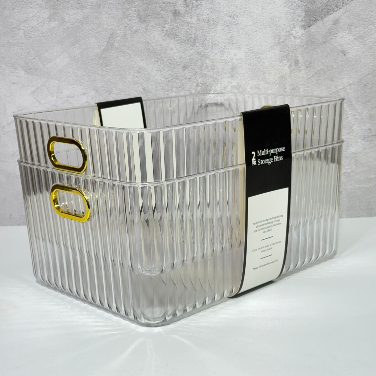 Juego 2 Canastos Organizadores Acrilico La 36.5cm x An 26cm x Al 16cm 