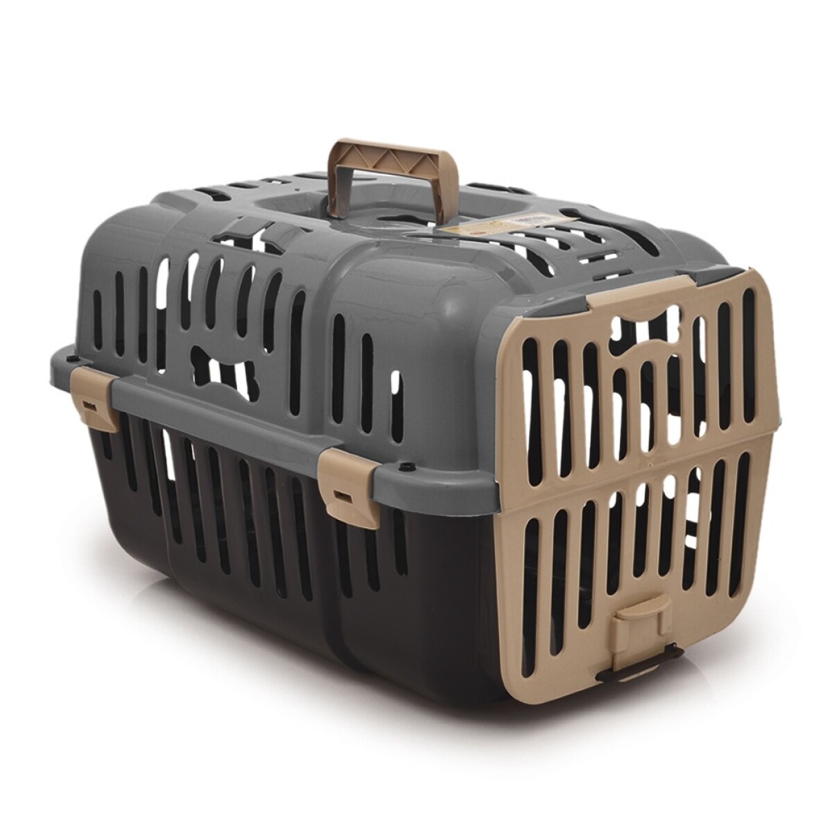 Transportadora Jaula Plástica Rígida para Mascotas Pequeñas - Gris 