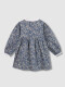 Vestido De Flores Con Smock Gris Azulado